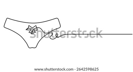  female underwear continuous one line drawing, Underwear icon, Ladies Underwear Icon Design, Continuous line art of women's panties, One line drawing. Single line art. Vector.