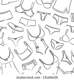 Female Underwear Doodle Seamless Pattern