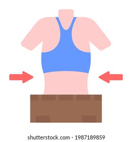 Female Upper Back, Flat Vector Of Slim Waist 