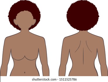 Female upper body, back and front image.