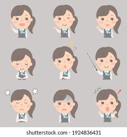 Female upper body illustration set (office lady)
