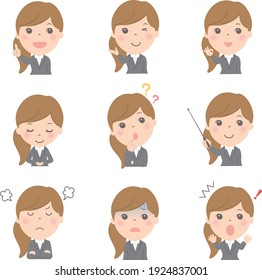 Female upper body illustration set (business)