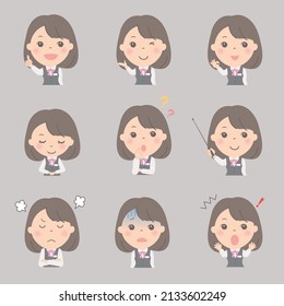 Female Upper Body Illustration Set (office Lady)