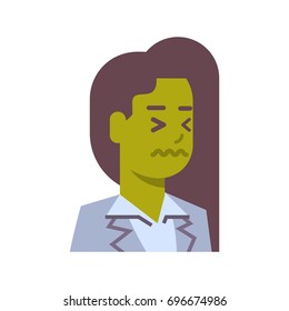 Female Upset Emotion Icon Isolated Avatar Woman Facial Expression Concept Face Vector Illustration