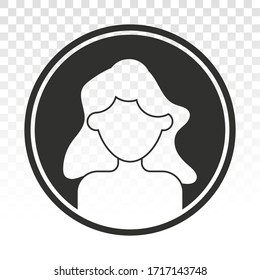 female user account profile circle flat icon on a transparent background