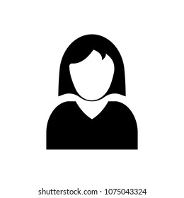 Female user account or user profile icon. Flat avatar symbol for your web site design, logo, app, UI. Vector illustration 