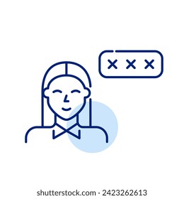 Female user account protected by password. Wrong input. Pixel perfect, editable stroke