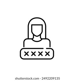 Female user avatar and password input box. Secure user login. Pixel perfect vector icon