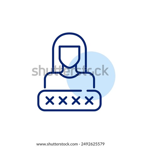 Female user avatar and password input box. Secure user login. Pixel perfect, editable stroke icon