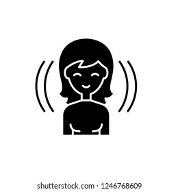 Female user black icon, vector sign on isolated background. Female user concept symbol, illustration 
