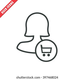 Female user buy icon