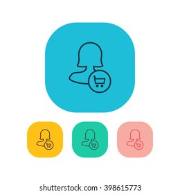 Female user buy icon