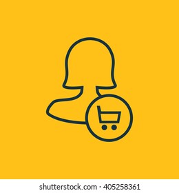 Female user buy icon