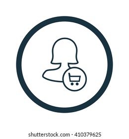 Female user buy icon