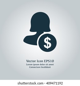 Female user earnings icon