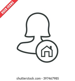 Female user home icon