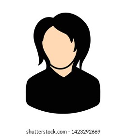 Female User Icon. Flat Illustration Of Female User Vector Icon For Web