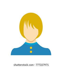 Female user icon. Flat illustration of female user vector icon isolated on white background