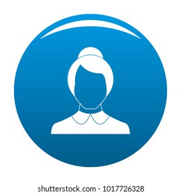 Female user icon vector blue circle isolated on white background 
