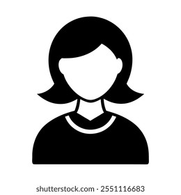 Diseño de Vector del icono del usuario femenino con un fondo blanco