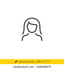 Female User Icon / Vector - In Line / Stroke Design