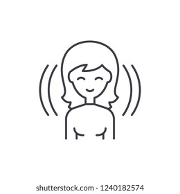 Female user line icon concept. Female user vector linear illustration, symbol, sign