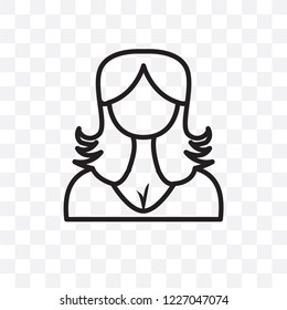 Female User Management vector linear icon isolated on transparent background, Female User Management transparency concept can be used for web and mobile