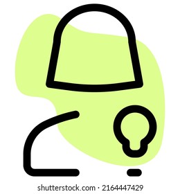female user with multiple ideas with lightning bulb logotype