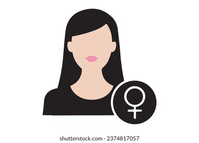 female user profile flat style for profile, business, internet, social network, community, web site design, mobile apps. Gender icon Unknown or anonymous person