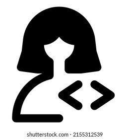 usuario femenino con dirección de flechas laterales como logotipo de codificación