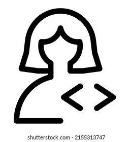 female user with side arrows direction as a coding logotype