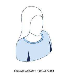 Female user torso. Vector 3d line isometric, color web icons, new flat style. Creative design idea and elements for infographics.