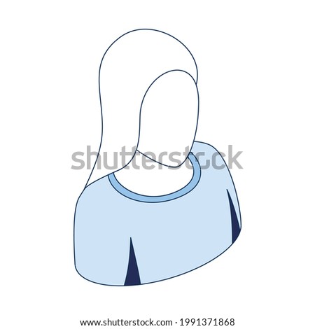 Female user torso. Vector 3d line isometric, color web icons, new flat style. Creative design idea and elements for infographics.
