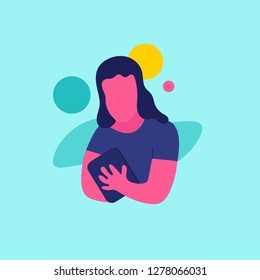 Female using Gadget. Character Technology Vector Illustration. Eps 10 Editable Vector Illustration. 