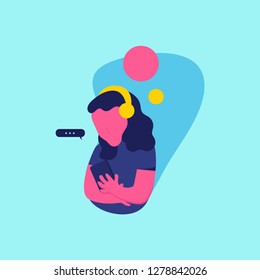 Female using Gadget. Character Technology Vector Illustration. Eps 10 Editable Vector Illustration. 