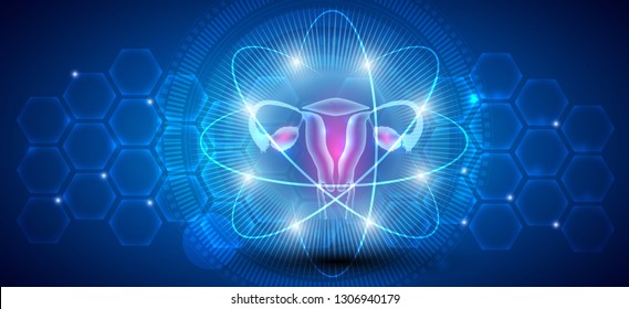 Female uterus abstract scientific background, reproductive organs treatment concept