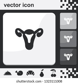 Female uterus flat set of buttons vector icon.