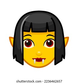 Female vampire or Dracula Large size of yellow emoji face