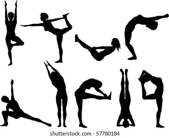 Female in various yoga poses