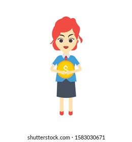 female vector flat color icon 