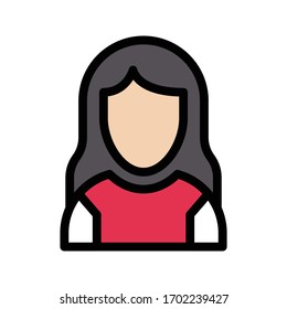 Flachfarbsymbol der weiblichen Vektorillustration 