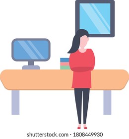 female vector flat color icon 