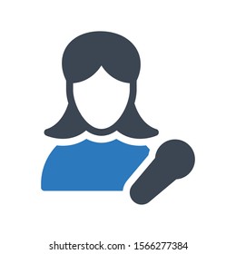 female vector glyph colour icon 
