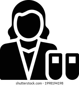 icono plano de glifo vectorial femenino