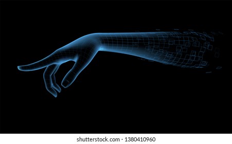 female vector hand with a gesture pointing to the side