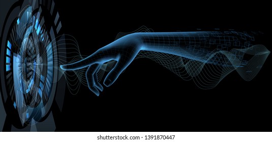 female vector hand with a gesture pointing to the side