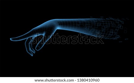 female vector hand with a gesture pointing to the side