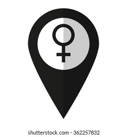 Female - vector icon;  black map pointer