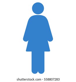 Female vector icon. Flat cobalt symbol. Pictogram is isolated on a white background. Designed for web and software interfaces.