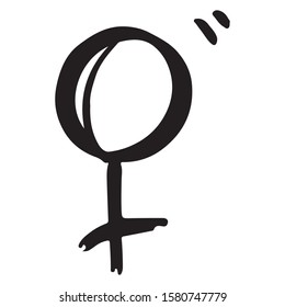 Female vector icon. Gender icon. Drawn by hand isolated on a white background.